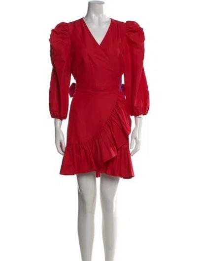 Pre-owned Tanya Taylor V-neck Mini Dress In Red