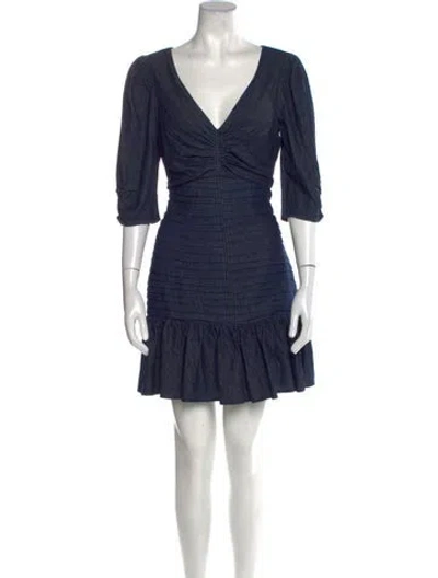 Pre-owned Tanya Taylor V-neck Mini Dress W/ Tags In Blue