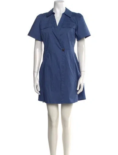 Pre-owned Tanya Taylor V-neck Mini Dress W/ Tags In Blue