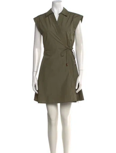 Pre-owned Tanya Taylor V-neck Mini Dress W/ Tags In Green