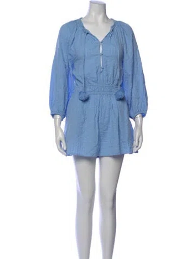 Pre-owned Tanya Taylor V-neck Romper In Blue