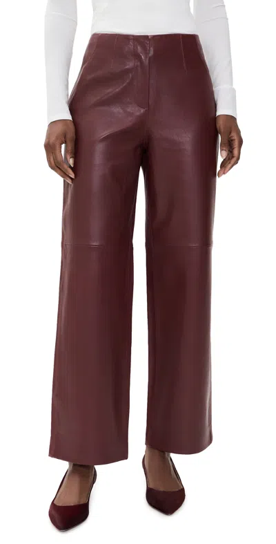Tanya Taylor Weston Leather Pants Mahogany In Burgundy