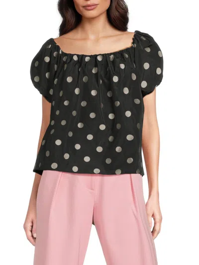 Tanya Taylor Women's Amaris Polka Dot Puff-sleeve Top