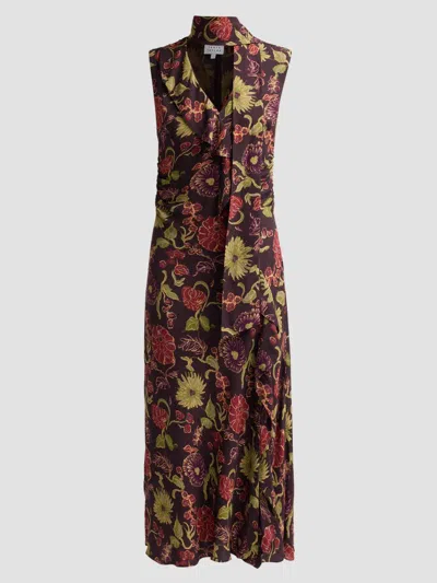 Tanya Taylor Women's Amelia Floral V-neck Midi Dress In Dark Fig Multi