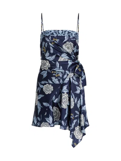 Tanya Taylor Women's Antona Floral Crepe Wrap-waist Minidress In Multi