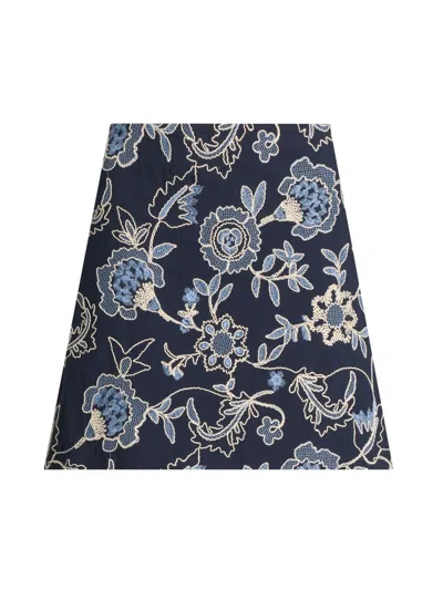 Tanya Taylor Women's Ari Embroidered Cotton Mini Skirt In Blue