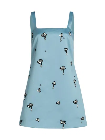 Tanya Taylor Women's Barton Floral Sequin-embellished Satin Minidress In Blue