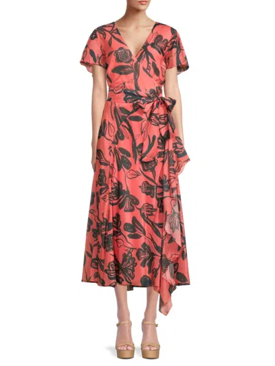 Tanya Taylor Women's Brie Floral Belted Midi Dress In Shell Pink