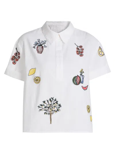 Tanya Taylor Women's Callum Printed Cotton Shirt In White