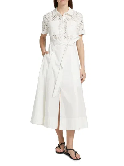 Tanya Taylor Women's Camille Cotton Twill Midi-dress In White
