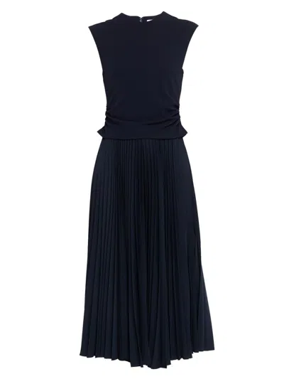 Tanya Taylor Carly Sleeveless Pleated Midi Dress In Blue