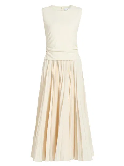 Tanya Taylor Carly Sleeveless Pleated Midi Dress In White