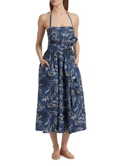 Tanya Taylor Women's Cassandra Cotton Tie-waist Maxi Dress In Blue