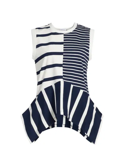 Tanya Taylor Chantel Stripe Sleeveless Top In Blue