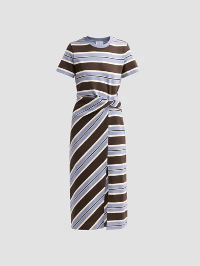 Tanya Taylor Women's Cody Striped Stretch-cotton Crewneck Midi Dress In Blue