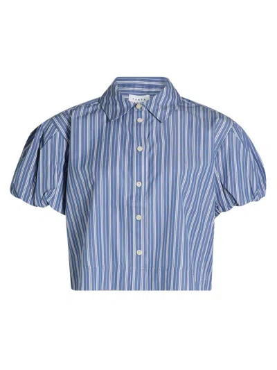 Tanya Taylor Women's Elza Striped Puff-sleeve Top In Blue