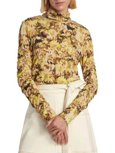 Tanya Taylor Women's Evana Floral Jersey Top In Citrine