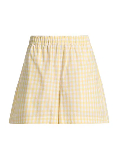 Tanya Taylor Women's Fallon Gingham Cotton Wide-leg Shorts In Yellow
