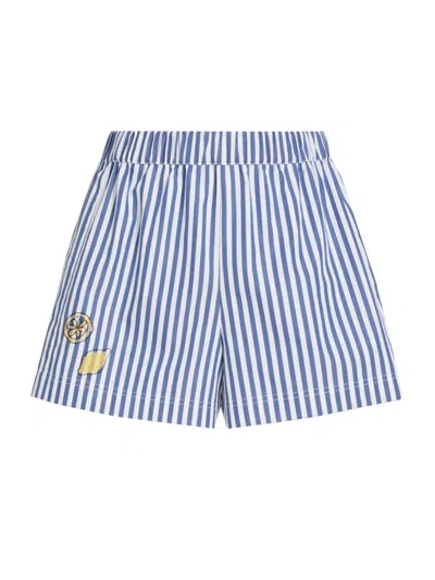 Tanya Taylor Women's Fallon Striped Cotton Shorts In Blue