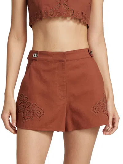 Tanya Taylor Women's Fynn Eyelet Embroidery Shorts In Ginger
