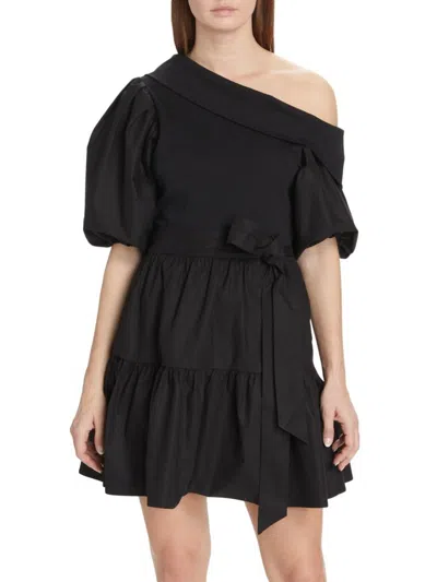 Tanya Taylor Short Georgia Dress In Black