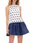 Tanya Taylor Grace Eyelet Drop-waist Mini Dress In Blue