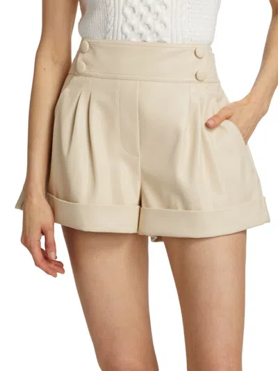 Tanya Taylor Women's Greta Pleated Faux Leather Shorts