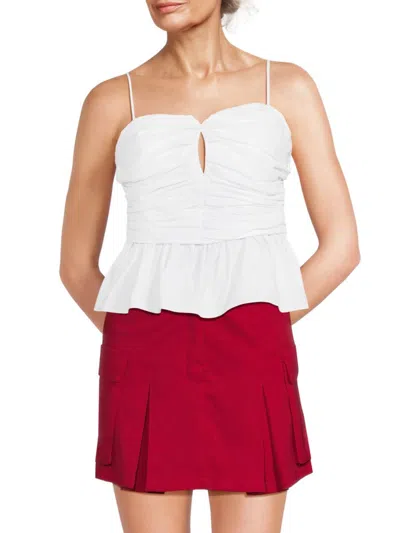 Tanya Taylor Women's Hayes Ruched Peplum Top In White