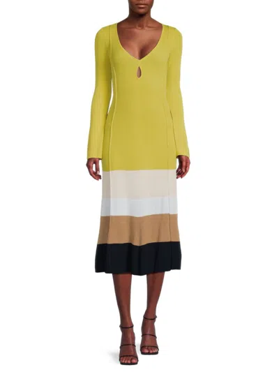 Tanya Taylor Women's Hoxton Colorblock Sweater Dress In Yellow