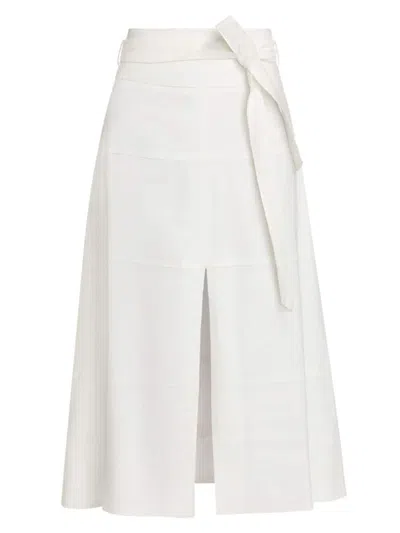 Tanya Taylor Women's Hudson Linen-blend Midi-skirt In White