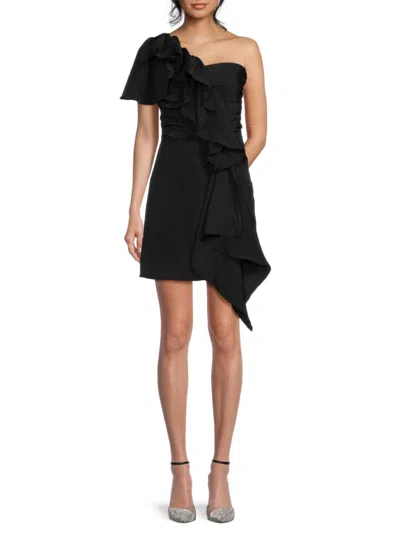 Tanya Taylor Women's Irene Ruffle Mini Dress In Black