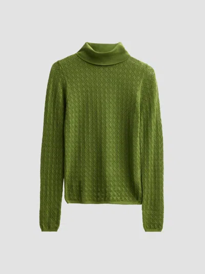 Tanya Taylor Women's Kayden Pointelle Merino-wool Turtleneck Sweater In Green