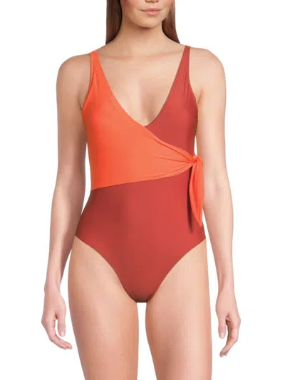 Tanya Taylor Women's Kelly Wrap One Piece Swimsuit In Melon Ginger