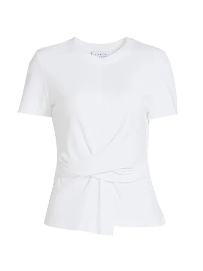 Tanya Taylor Women's Kelsey Crewneck Cotton Twist-front Top In White