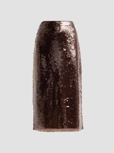 Tanya Taylor Women's Kiah Sequin Pencil Midi-skirt In Dark Fig