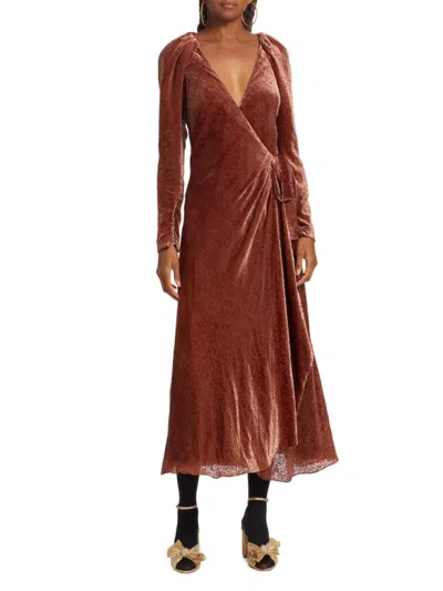 Tanya Taylor Women's Laureen Velvet Wrap Dress In Rosewood