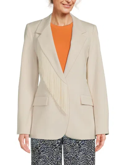 Tanya Taylor Women's Lewis Fringe Trim Blazer In Cream