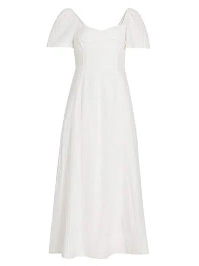 Tanya Taylor Women's Kit Linen-blend Midi-dress In White