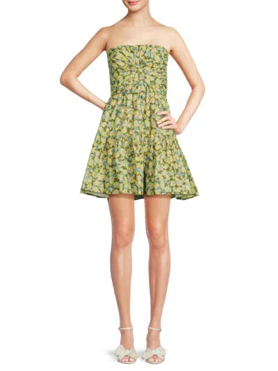 Tanya Taylor Women's Lizzie Floral Knot Mini Fit & Flare Dress In Cameo  Blue Multi | ModeSens