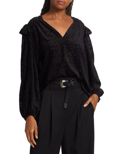 Tanya Taylor Babies' Women's Lucy Devore Pullover Top In Black