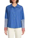 Tanya Taylor Women's Margaux Cotton-blend Button-front Shirt In Blue Multi