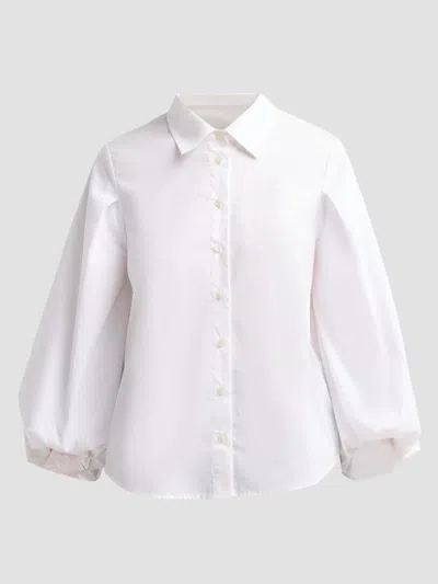 Tanya Taylor Women's Marina Cotton Blouson-sleeve Top In White