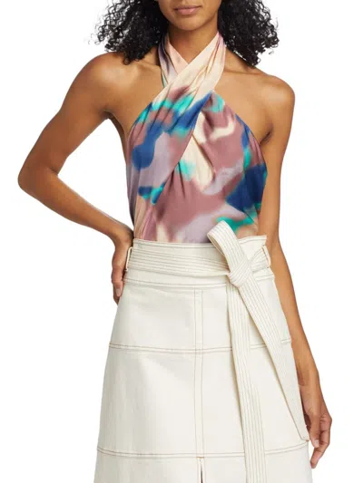 Tanya Taylor Women's Mona Abstract Halter Top In Cream Multi