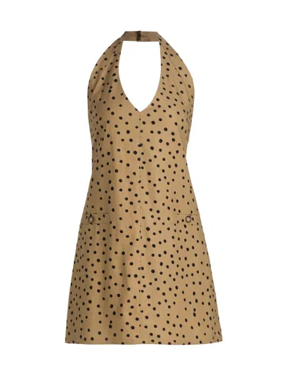 Tanya Taylor Women's Natalie Polka Dot Linen-blend Minidress In Brown