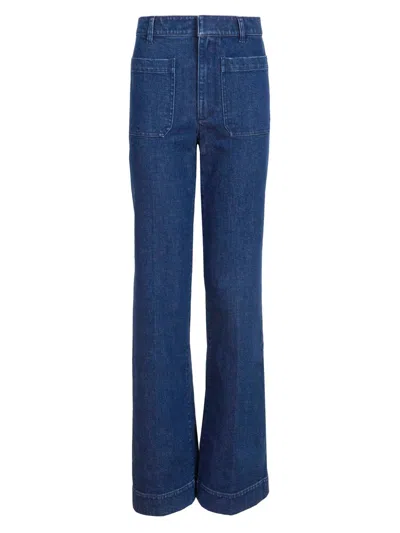 Tanya Taylor Women's Nicole Stretch-denim Flare Pants In Blue