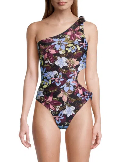 Tanya Taylor Women's Oksanda Floral One Piece Swimsuit In Black Multi