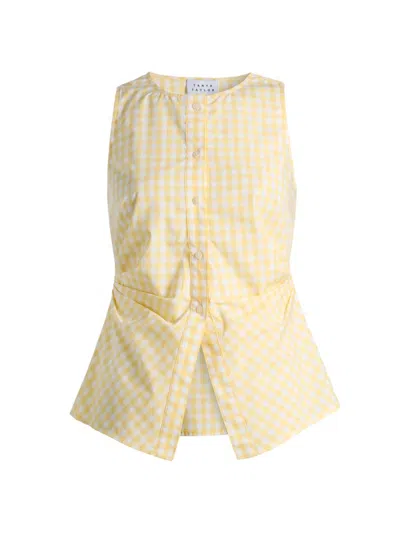 Tanya Taylor Women's Oscar Gingham Cotton Side Pleat Top In Neutral