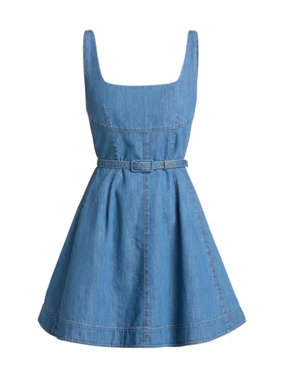 Tanya Taylor Paige Belted Denim Mini Dress In Multi