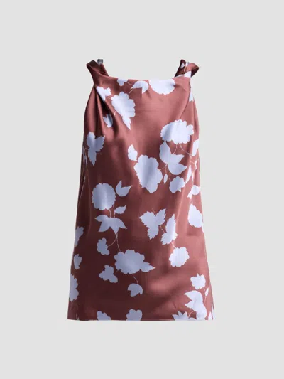 Tanya Taylor Women's Penny Floral Boatneck Top In Deep Redwood