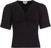 Tanya Taylor Ronelle Twisted Cotton Jersey V-neck Top In Black